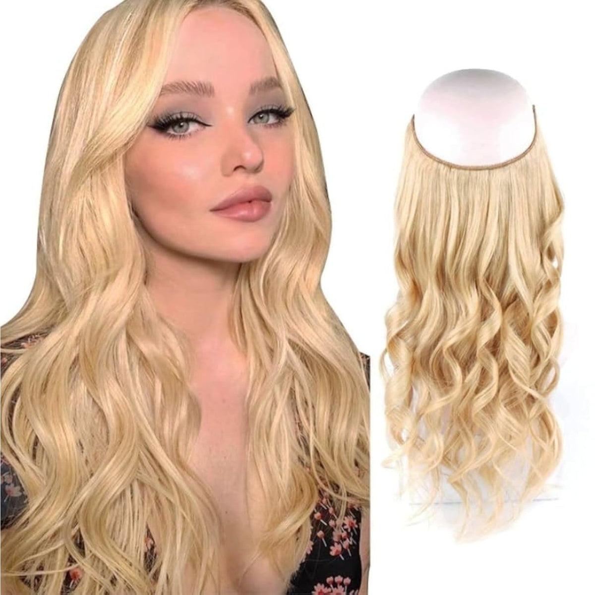 16-Inch 100g Remy Human Hair Extensions with Transparent Wire - Reusable & Tangle-Free