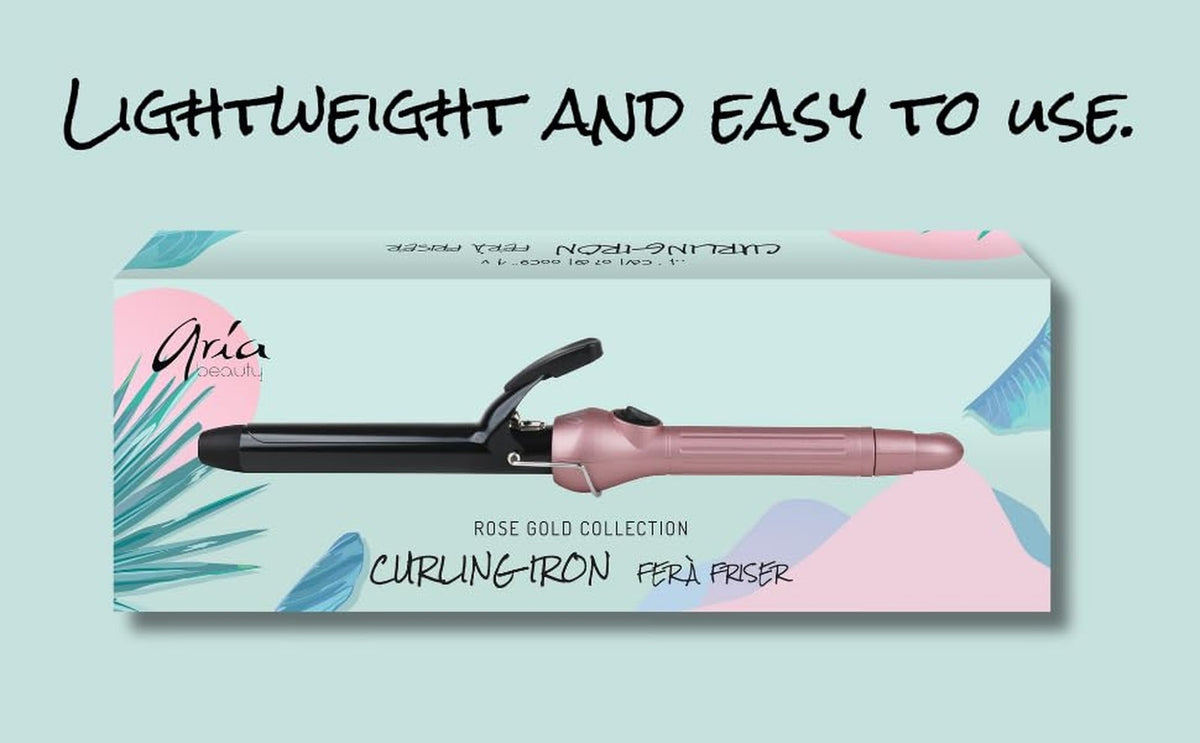 Salon-Quality Ionic Curling Iron for Frizz-Free Shine - Rose Gold, 1.5 lb
