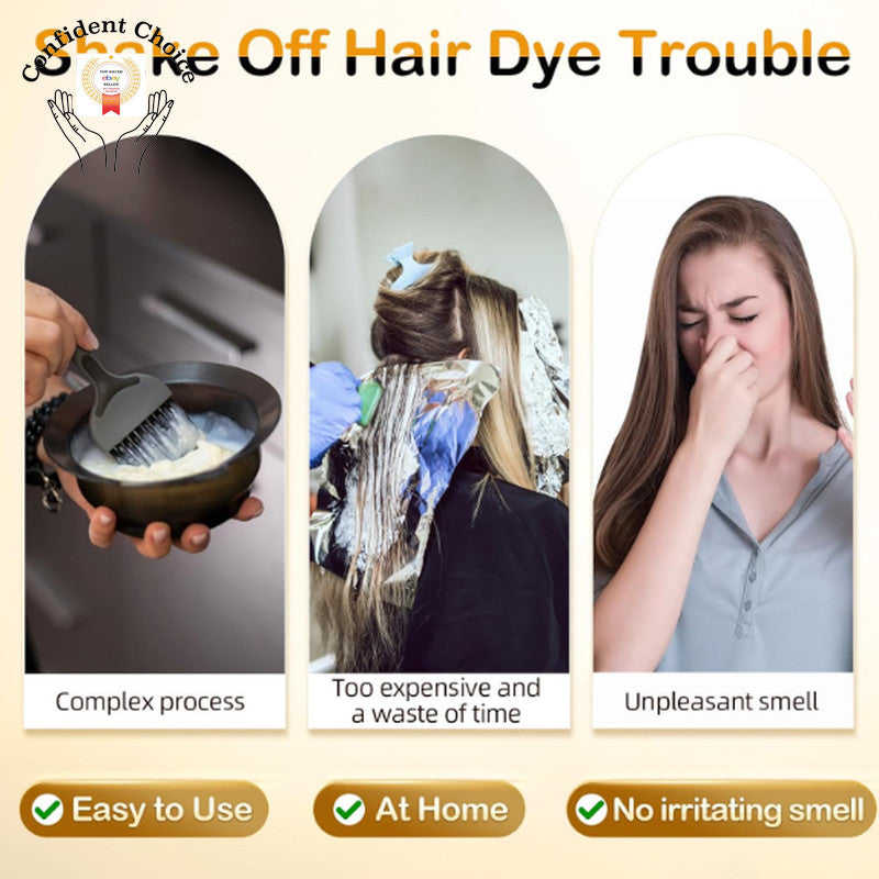 Hair Dye Shampoo for Gray Coverage Black Hair Natural Herbs Shine Long-Lasting