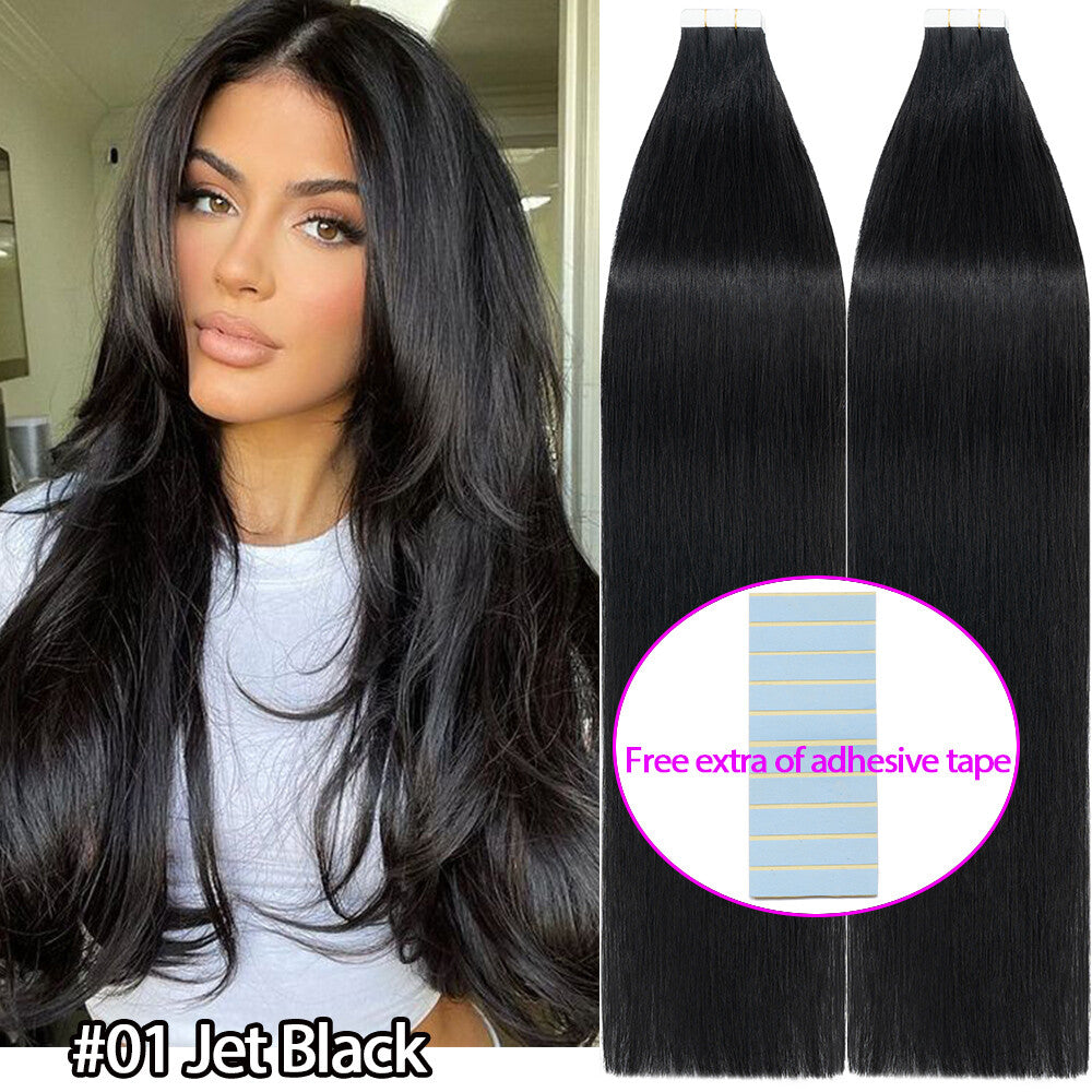 Russian Tape-In Human Hair Extensions - 100% Remy Body Wave, Multiple Colors & Lengths