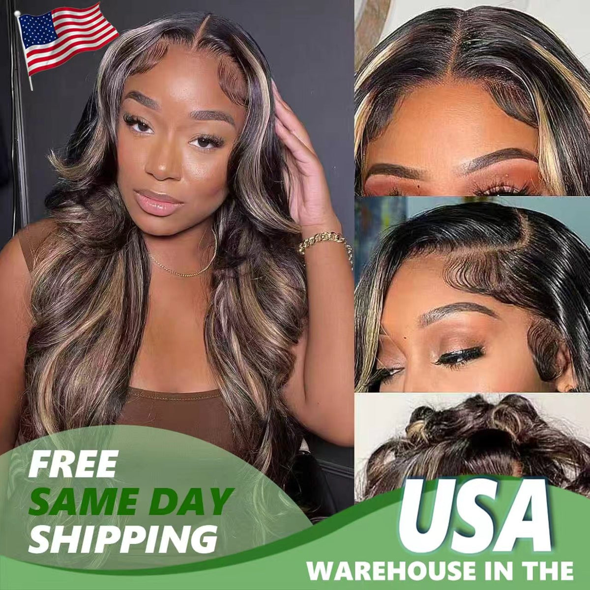 Human Hair Lace Wigs 13x4 Ombre Body Wave 200% Density Natural Look