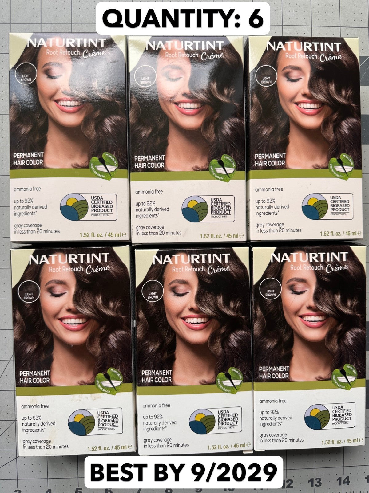 Natural Hair Color Root Retouch Creme Light Brown 6-Pack - Permanent Hair Dye