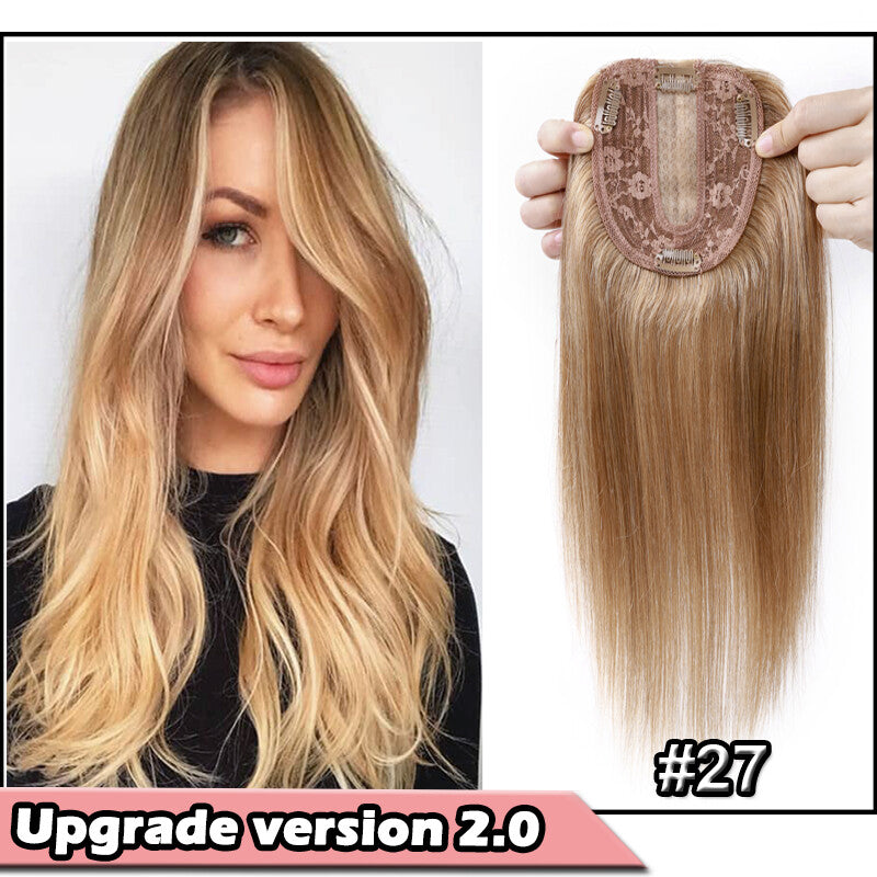 Clip-In Hair Topper with Silk Base - Remy Human Hair, Multiple Sizes & Colors