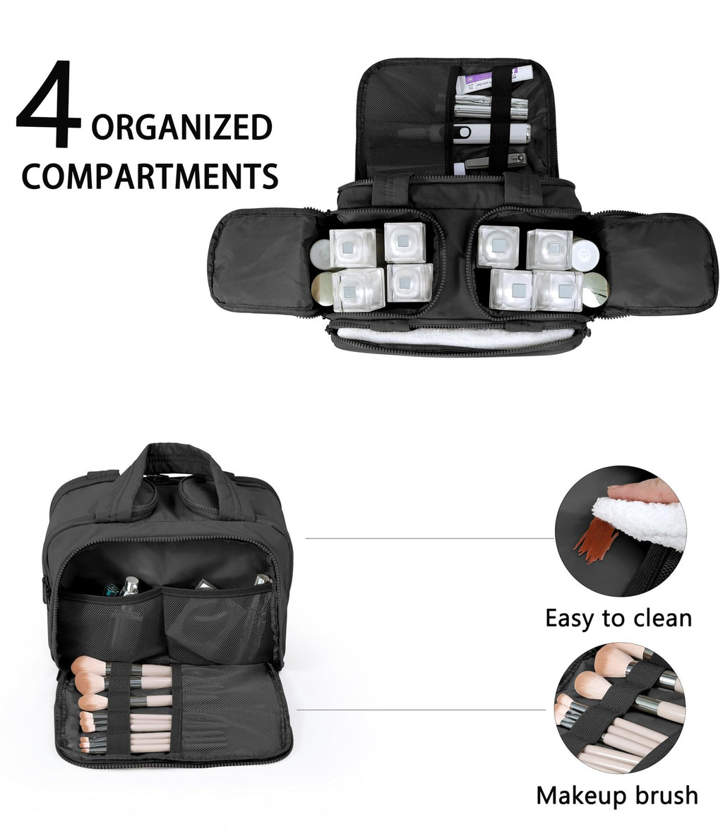 Travel Toiletry Bag for Women, Large Black Cosmetic Makeup Bag