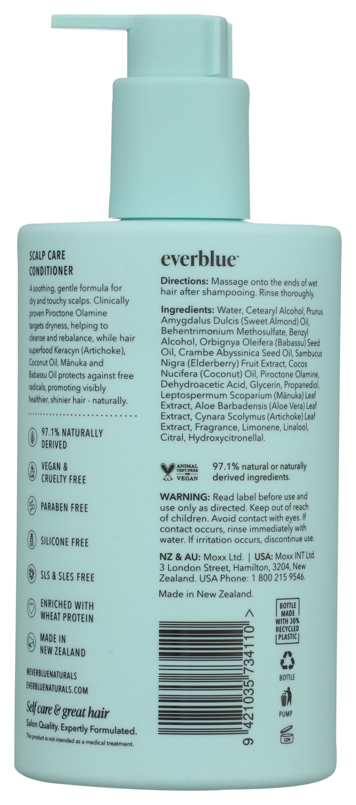 Everblue Naturals Scalp Care Conditioner 400ml Two Pack for Dry & Sensitive Scalps