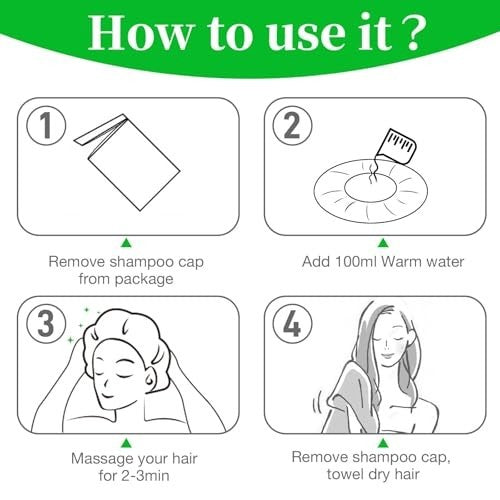 Waterless Shampoo Caps No Rinse Hair Washing Shower Caps - 12 Pack for Elderly & Caregiving