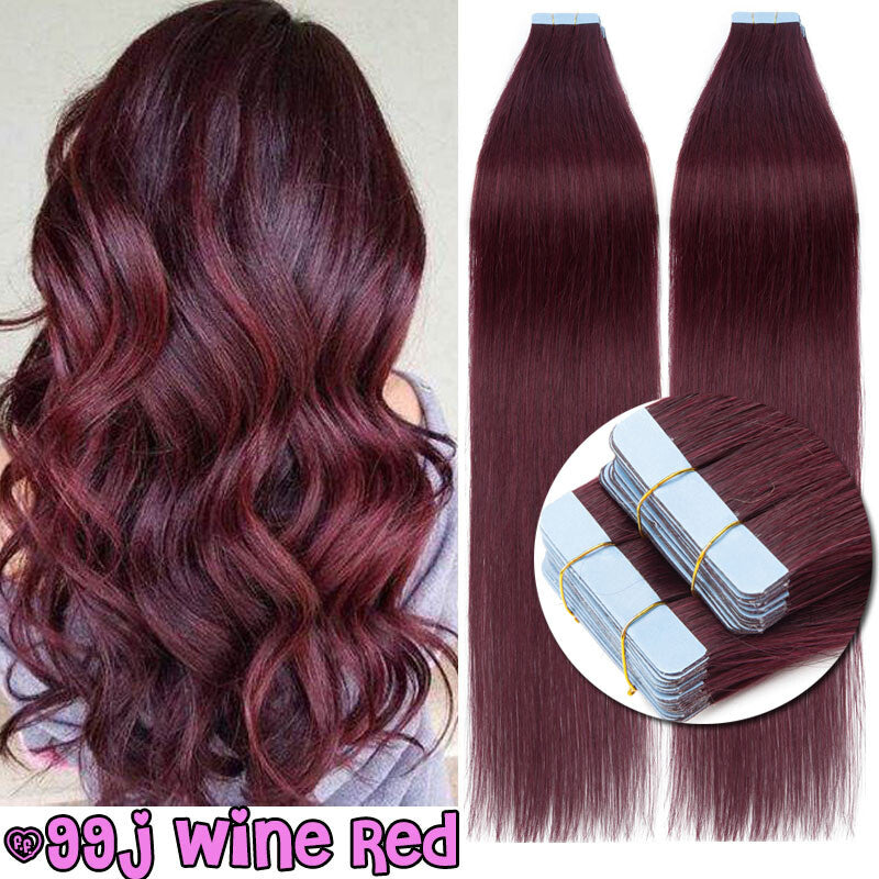 150g Thick Tape-In Human Hair Extensions Full Head Skin Weft Long Highlights
