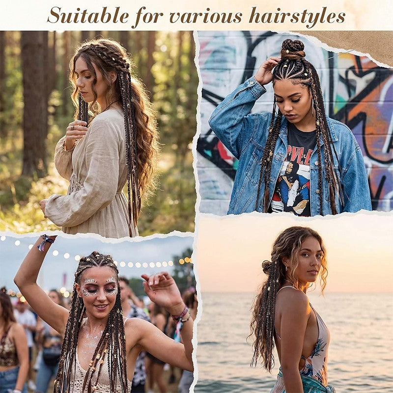 2-Piece Clip-In Synthetic Dreadlock Hair Extensions Boho Braids 20 Inches