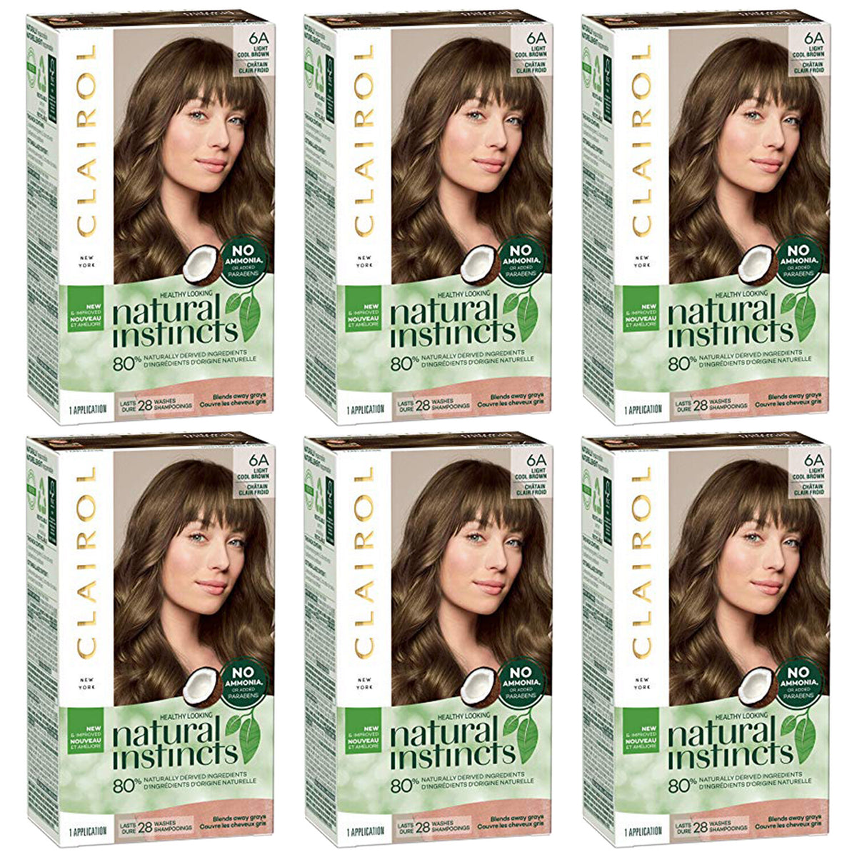 Natural Instincts Light Cool Brown Non-Permanent Hair Color Kit - 6 Pack