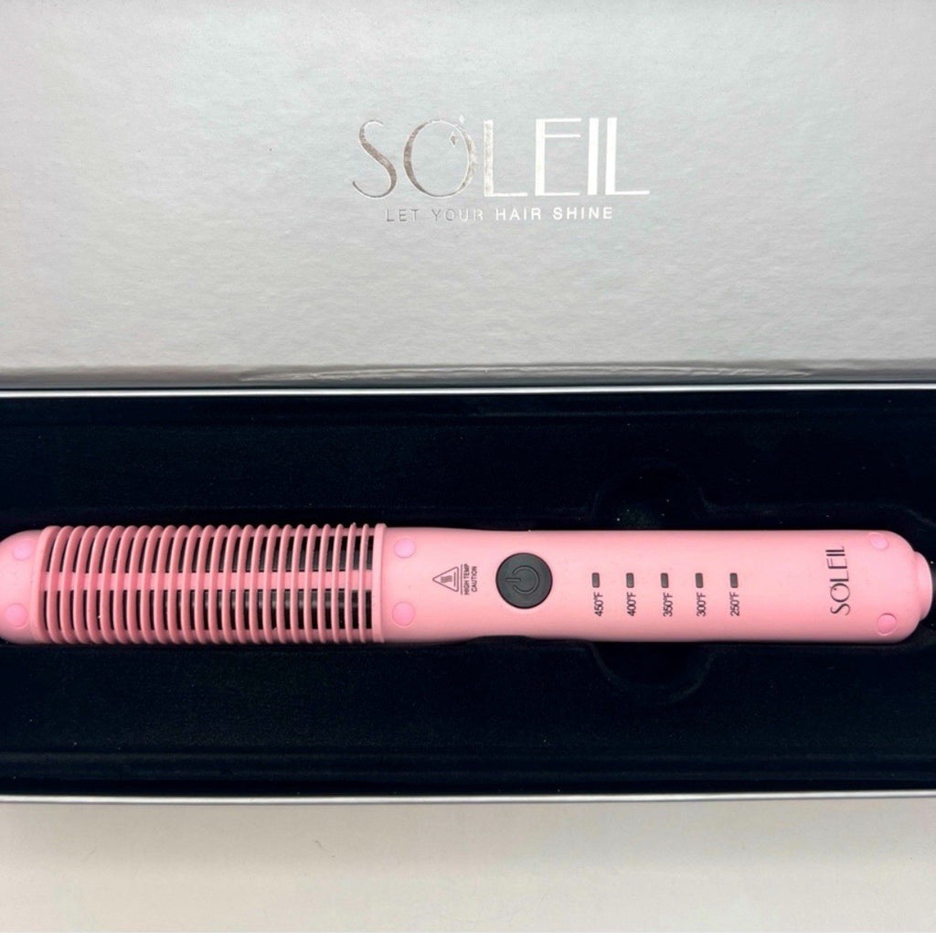 Baby Pink Heat Styling Comb Brush Dual Voltage Hair Styling Tool