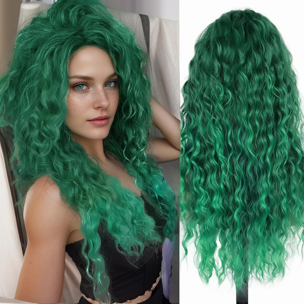 Long Curly Green Costume Wig for Women - St Patrick's Day Cosplay