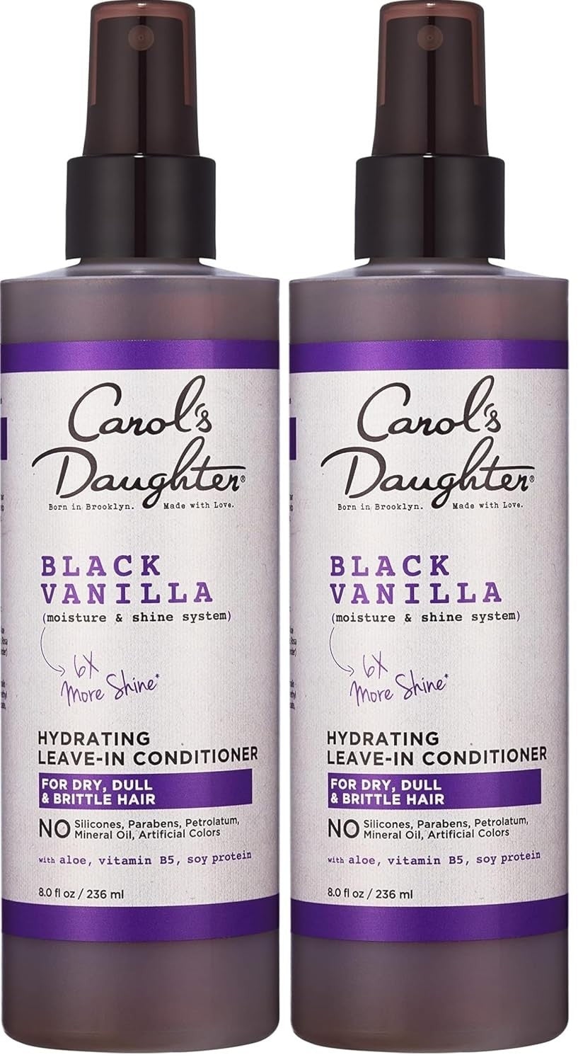 Black Vanilla Leave-In Conditioner for Curly Hair - Moisturizing & Detangling, 8 Fl Oz, Pack of 2