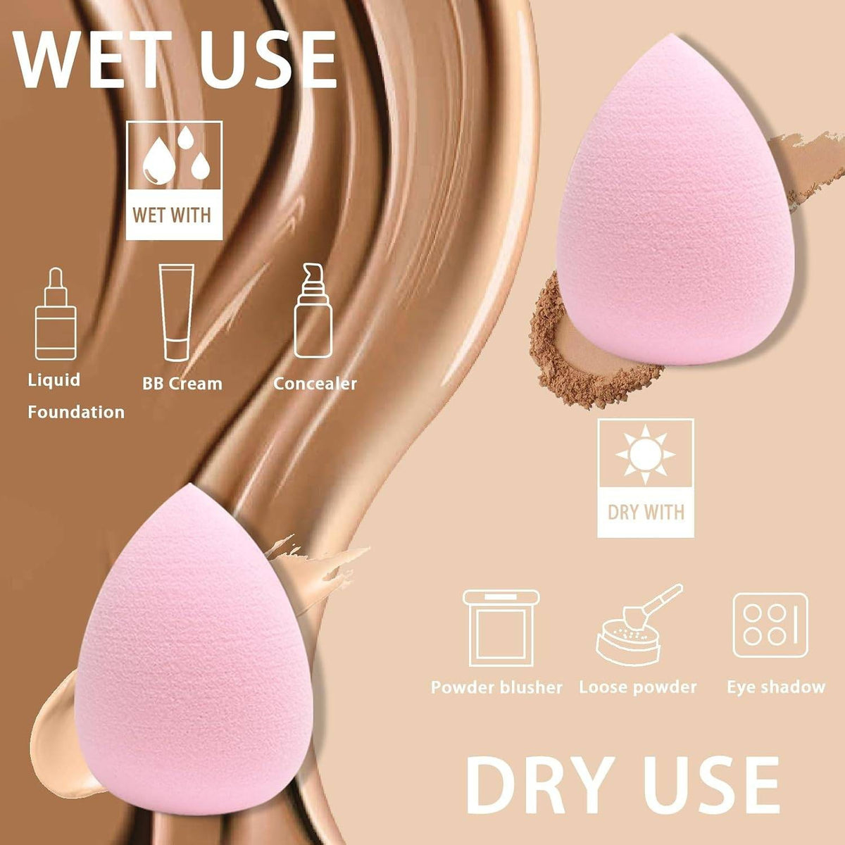15 Pack Makeup Sponges Set for Liquid, Cream & Powder Foundation
