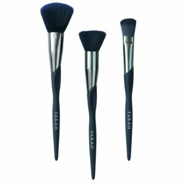 Midnight Blue Pro Trio Makeup Brush Set for Foundation, Blush & Highlighter