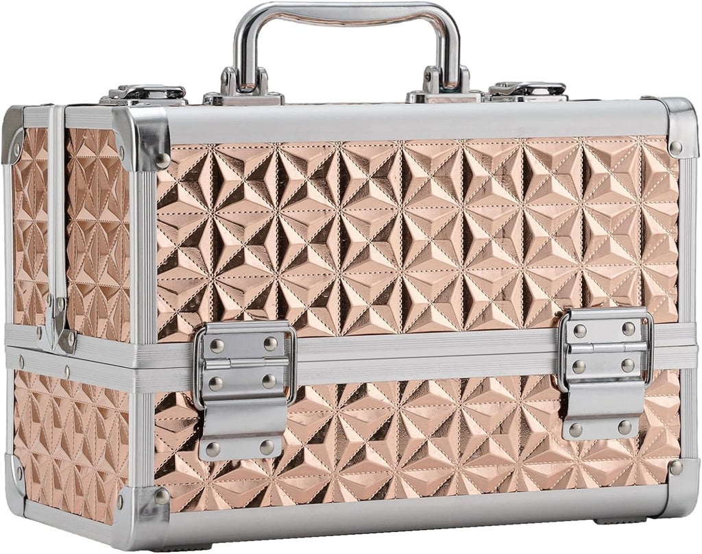Portable Makeup Train Case with 2-Tier Organizer - Travel Cosmetic Storage