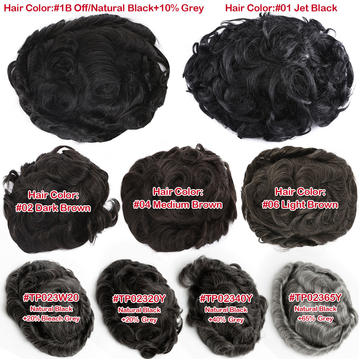 Men's Human Hair Toupee Wig Replacement System - Natural Look & Comfortable Fit