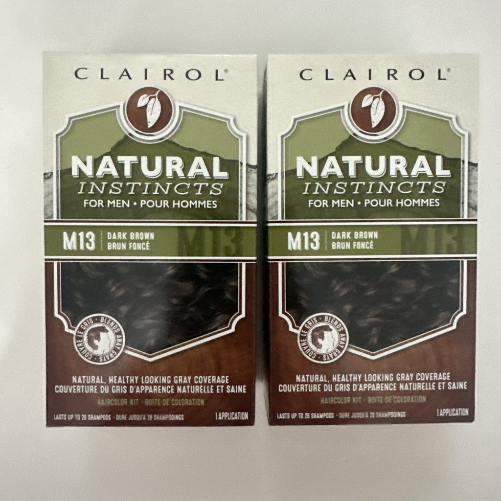 Men's Dark Brown Hair Color Kit - Natural Instincts M13, Pack of 2