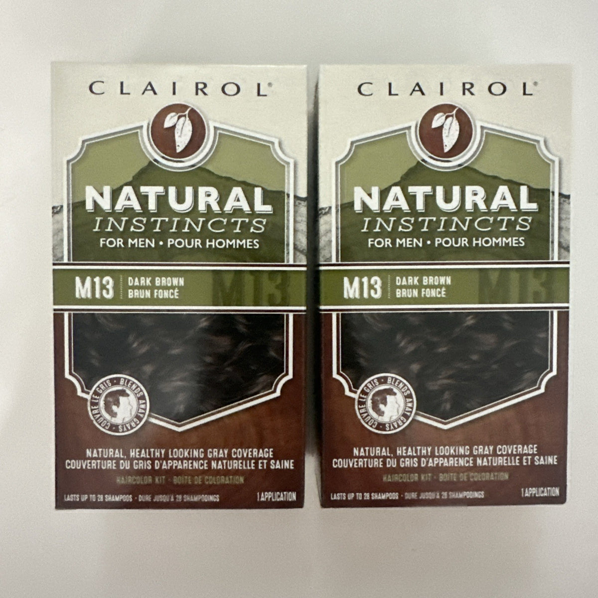Men's Dark Brown Hair Color Kit - Natural Instincts M13, Pack of 2