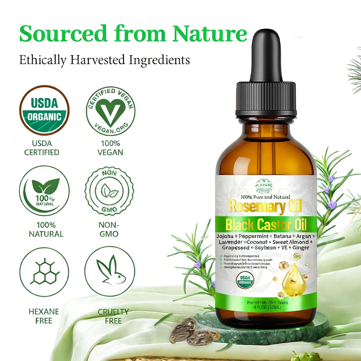 Organic Rosemary Hair Growth Oil - Nourishing Scalp Treatment for Thinning Hair