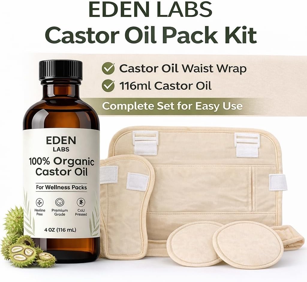 Reusable Castor Oil Pack with Adjustable Waistband - 116ml Organic Self-Care Wrap