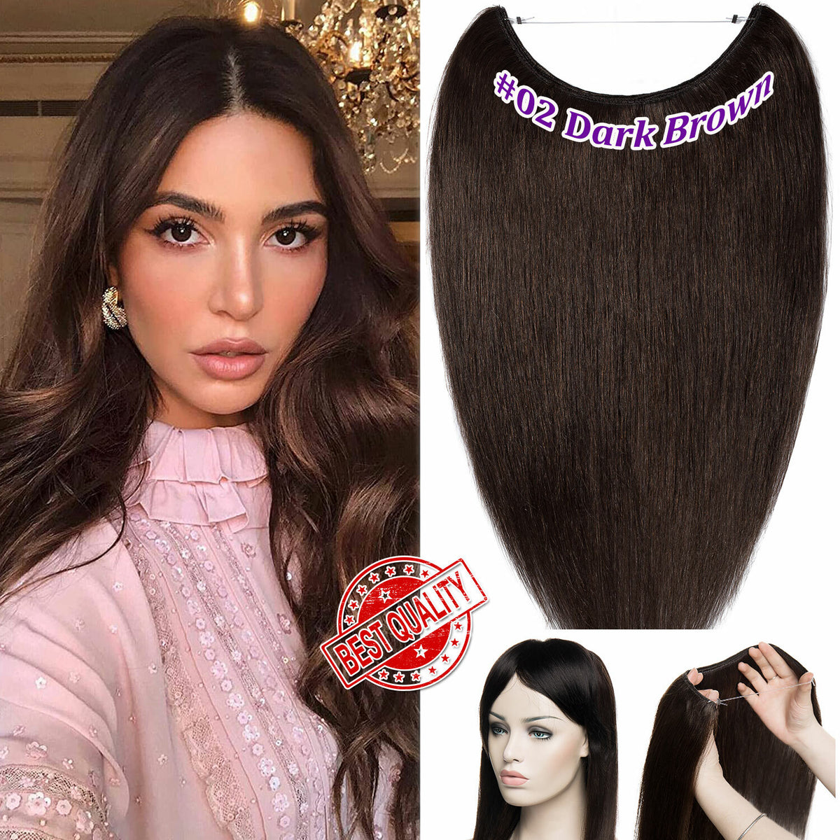 Wire-In Human Hair Extensions with Clips - Thick & Natural Look, 12-22 Inches