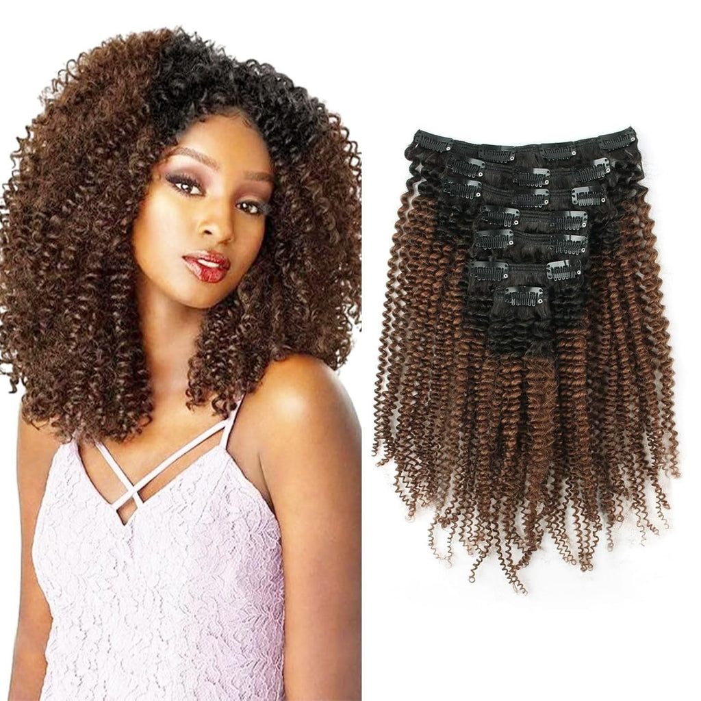 Afro Curly Clip-In Human Hair Extensions 12 Inch 7 Pieces for 4B 4C Hair
