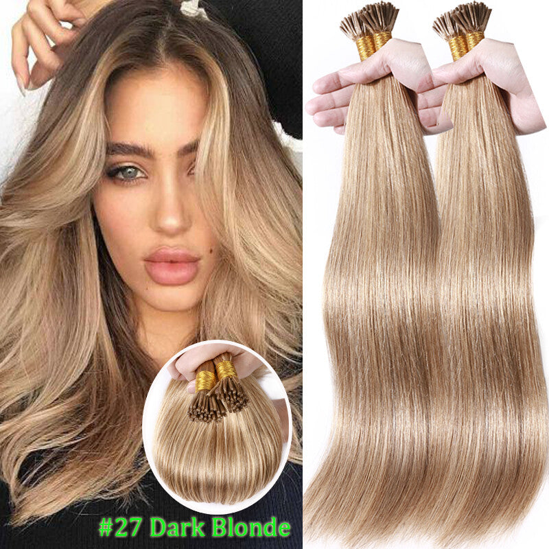 Remy Human Hair Extensions Micro Tip I Tip Keratin Bond 50-200 Strands