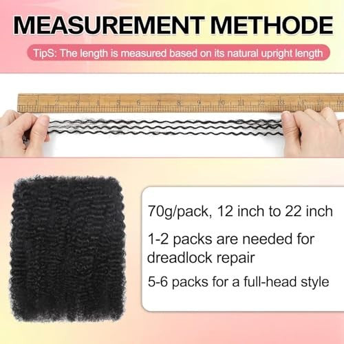 12-Inch Afro Kinky Curly Human Hair Bulk for Dreadlocks & Braids - 2 Bundles