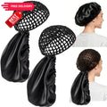 2 Pack Black 2-in-1 Hair Wrap Cap and Bonnet for Silk Press & Natural Hairstyles