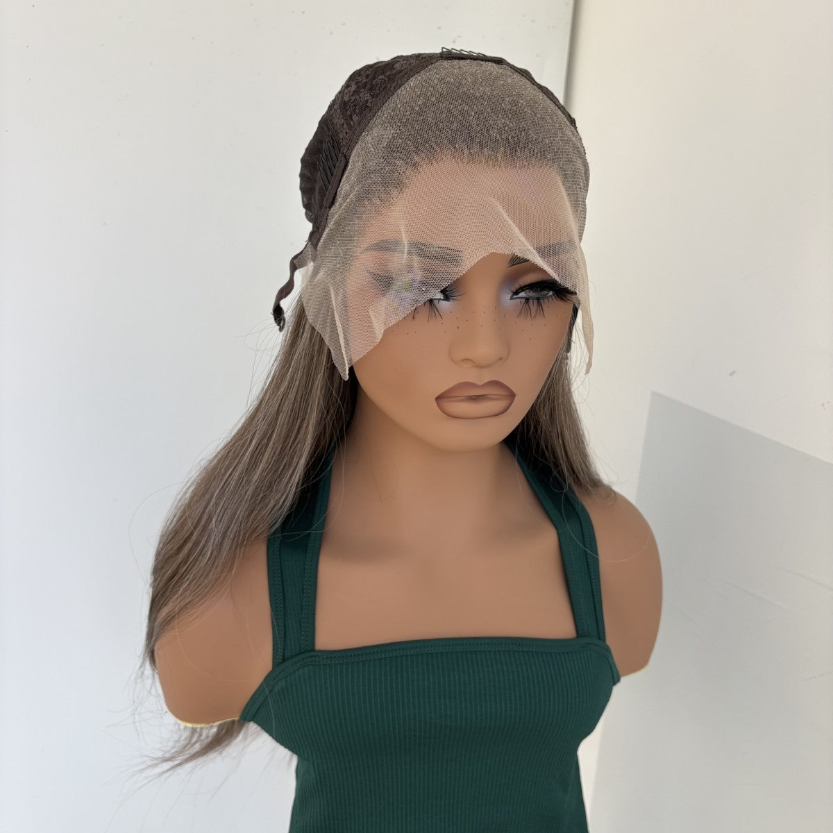 Brown Blonde Long Straight Synthetic Lace Front Wig 13x4 Frontal