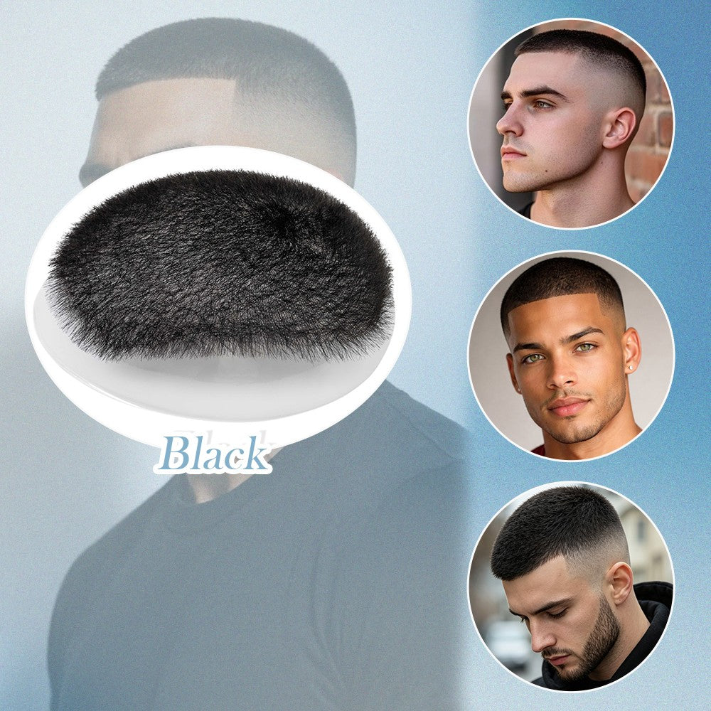 Men's Short Buzz Cut Toupee with Thin PU Skin Base - 100% Human Hair System