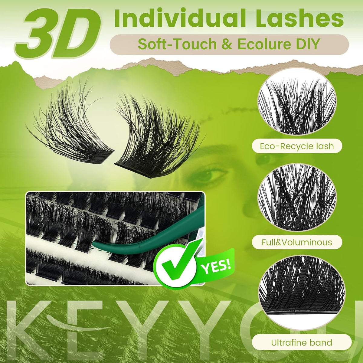 3D Fluffy Lash Clusters D Curl Volume Eyelashes - DIY Natural & Dramatic Look