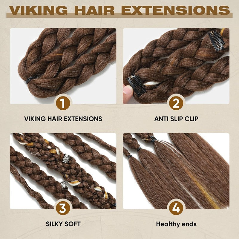 2-Piece Clip-In Synthetic Dreadlock Hair Extensions Boho Braids 20 Inches