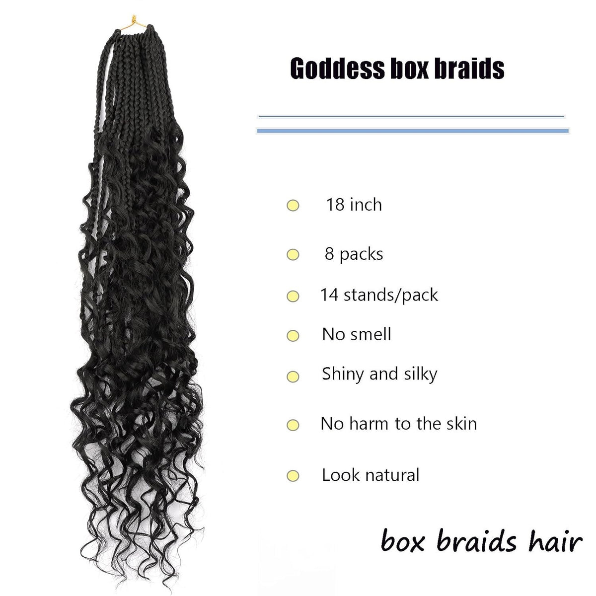 Goddess Box Braids Crochet Hair 18 Inch - 8 Packs Natural Look
