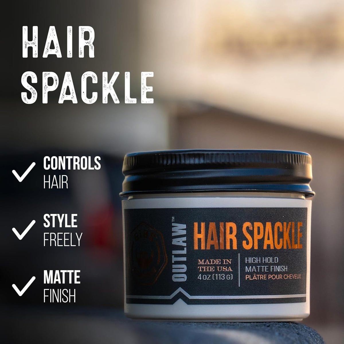 GIBS Outlaw Hair Spackle - High Hold Matte Finish 4 oz for Men