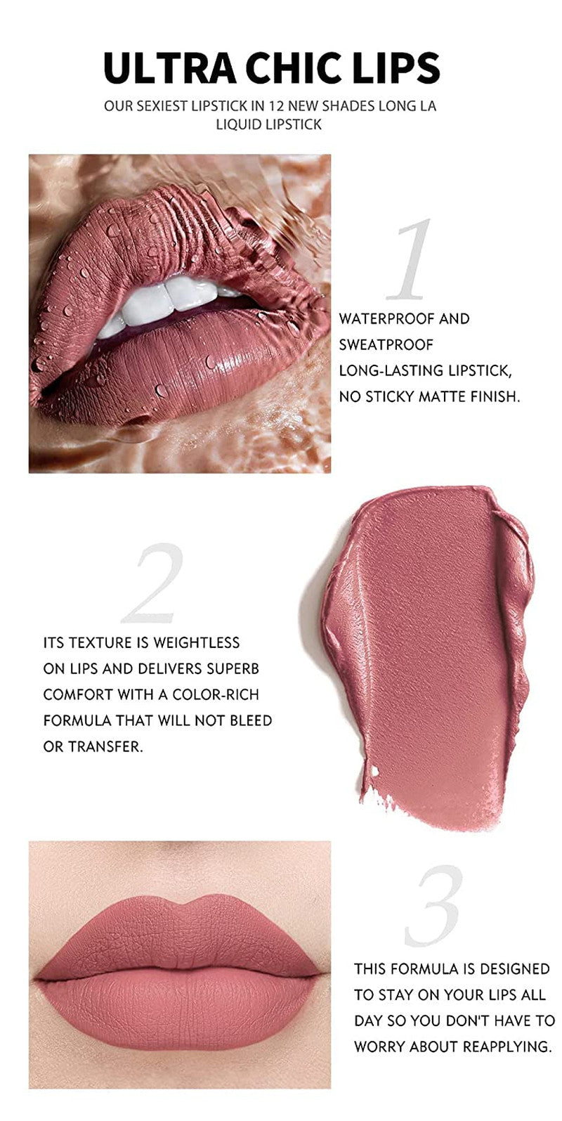 12 Colors Long-Lasting Waterproof Lipstick Set - Matte & Gloss Finishes