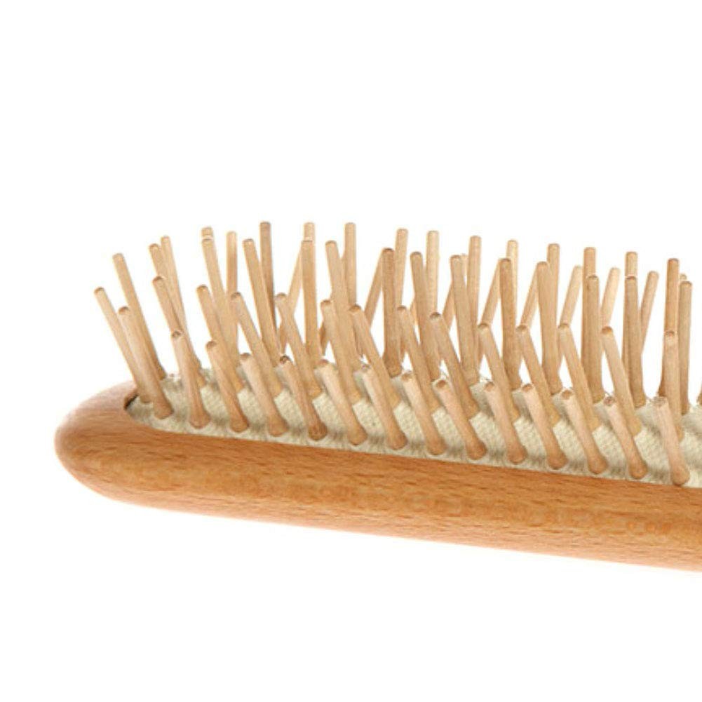 Birch Wood Hair Brush with Wooden Pins - Gentle Scalp Massage, Long & Thick Hair Care