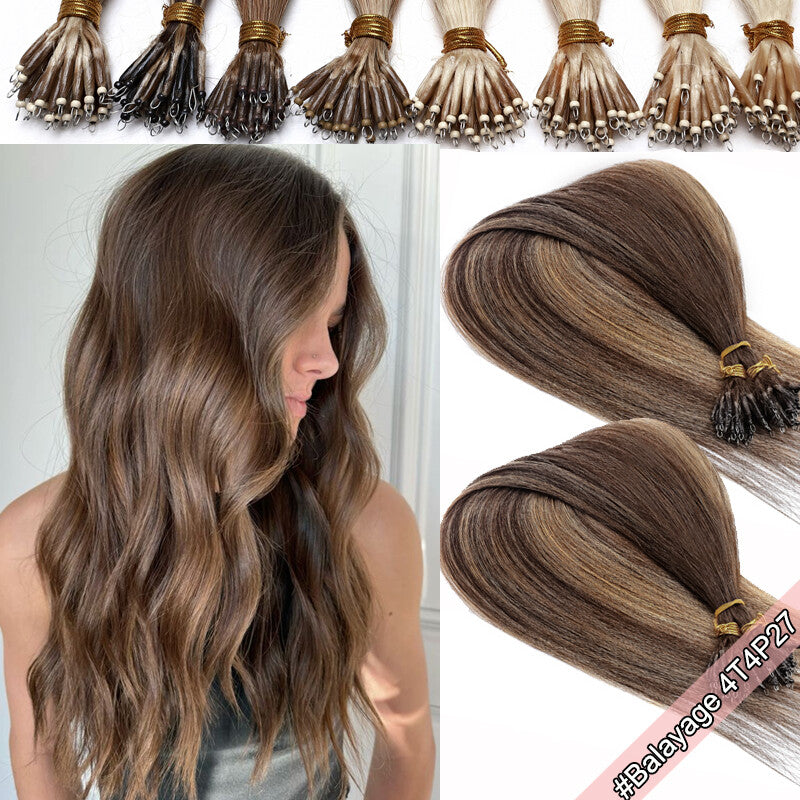 100G Nano Ring Hair Extensions - Real Human Hair, Ombre, Thick & Tangle-Free