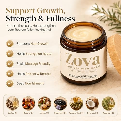 Hair Growth Balm with Castor, Argan, Rosemary Oil for Thicker, Healthier Hair