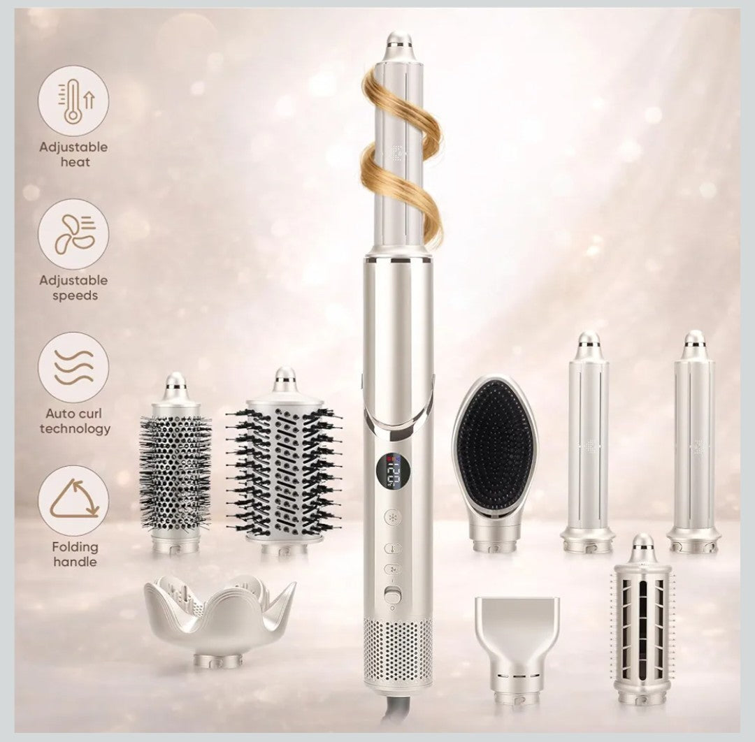 8-in-1 High-Speed Hair Dryer Brush Set with Ionic Hot Air Styler and Curlers