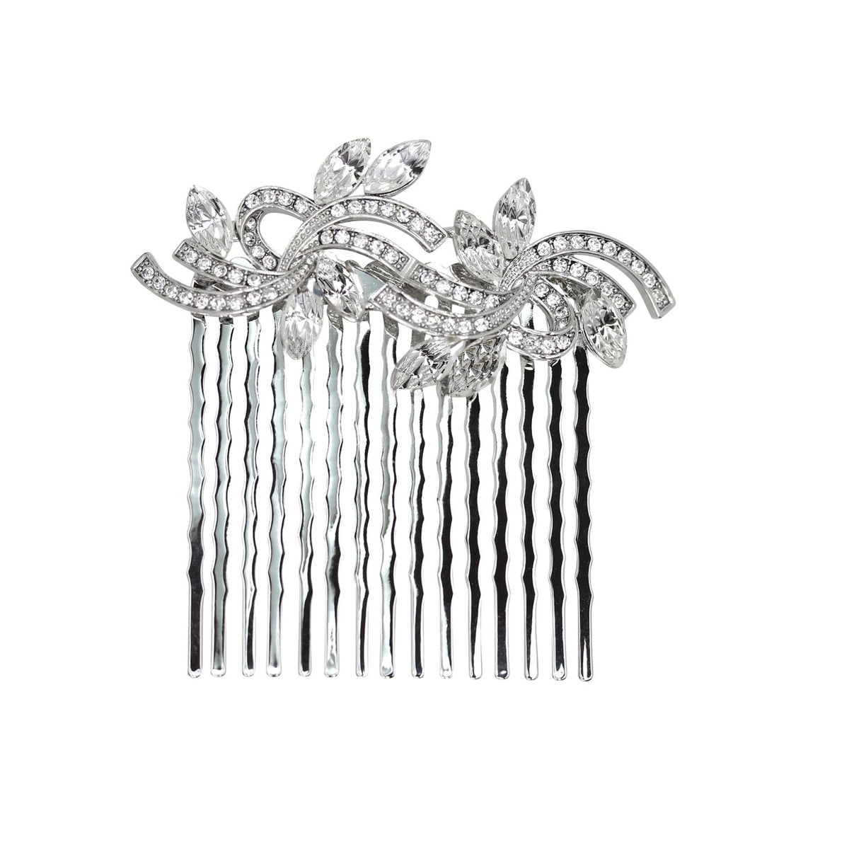 Clear Rhinestone Floral Hair Comb Bridal Wedding Accessory