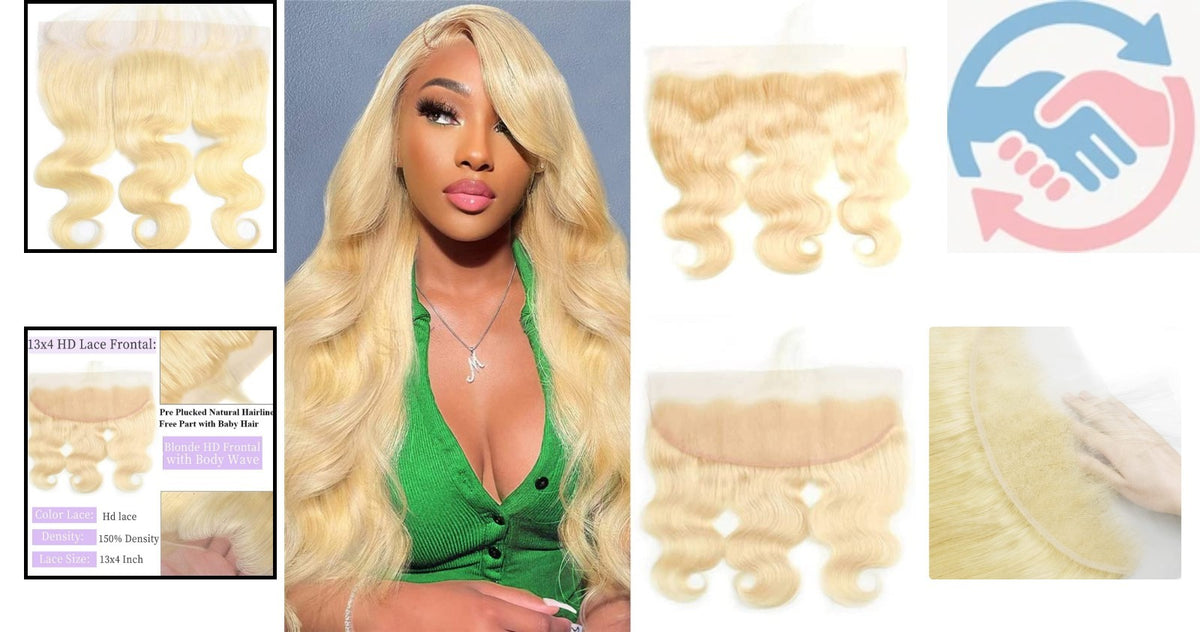 14-Inch Blonde Lace Frontal Wig 100% Remy Human Hair 613 Platinum
