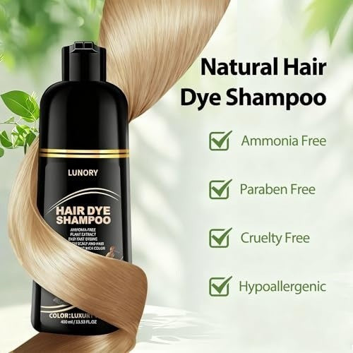 Light Blonde Hair Dye Shampoo Gray Coverage Argan Oil Ginseng Paraben-Free