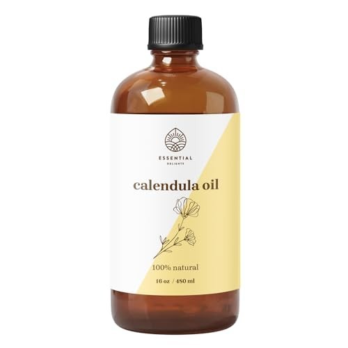 Calendula Carrier Oil 16 Oz Sunflower Infused for Skin Hair & Face - Vegan Moisturizer