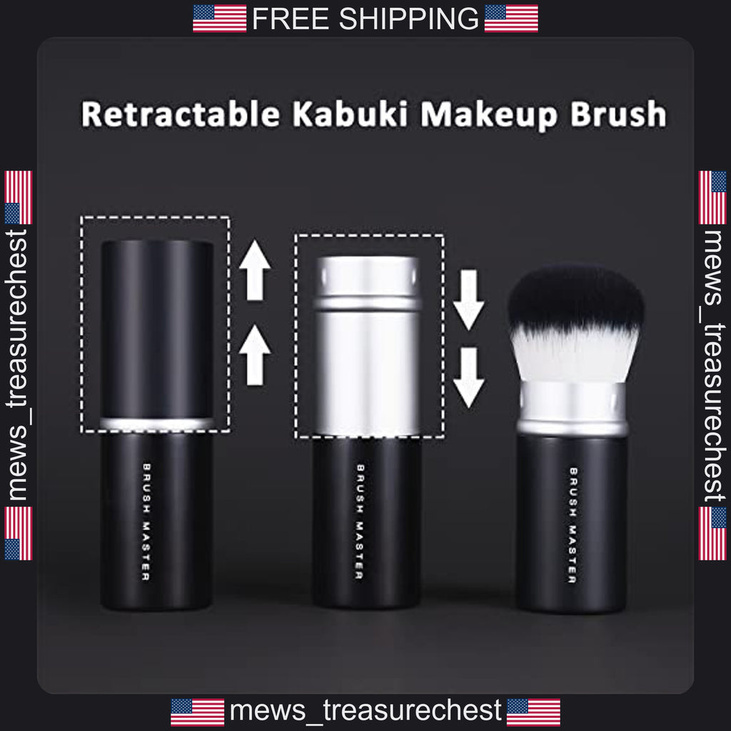 Travel Retractable Kabuki Brush for Blush, Foundation & Powder