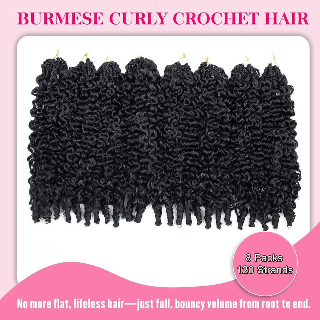 Burmese Curly Crochet Hair 14 Inch for Black Women - Pre-Looped Synthetic Wig