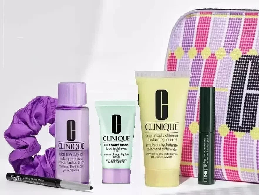 Clinique 7-Piece Skincare & Makeup Gift Set - Moisturizer, Soap, Mascara, Lip Liner