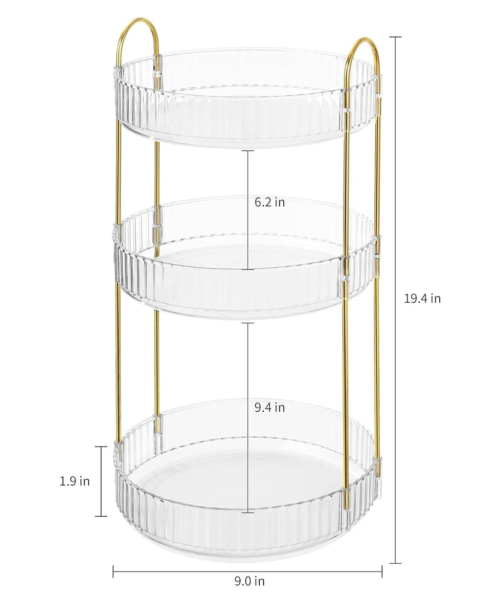 360 Degree Rotating Makeup Organizer 3-Tier Cosmetic Storage Stand