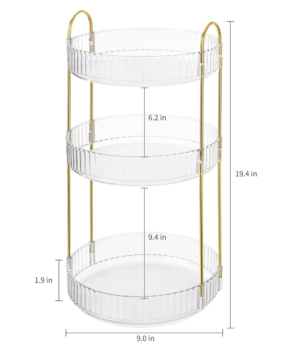 360 Degree Rotating Makeup Organizer 3-Tier Cosmetic Storage Stand