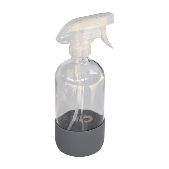 16 oz Reusable Glass Spray Bottle with Rubber Bottom for Household & Gardening